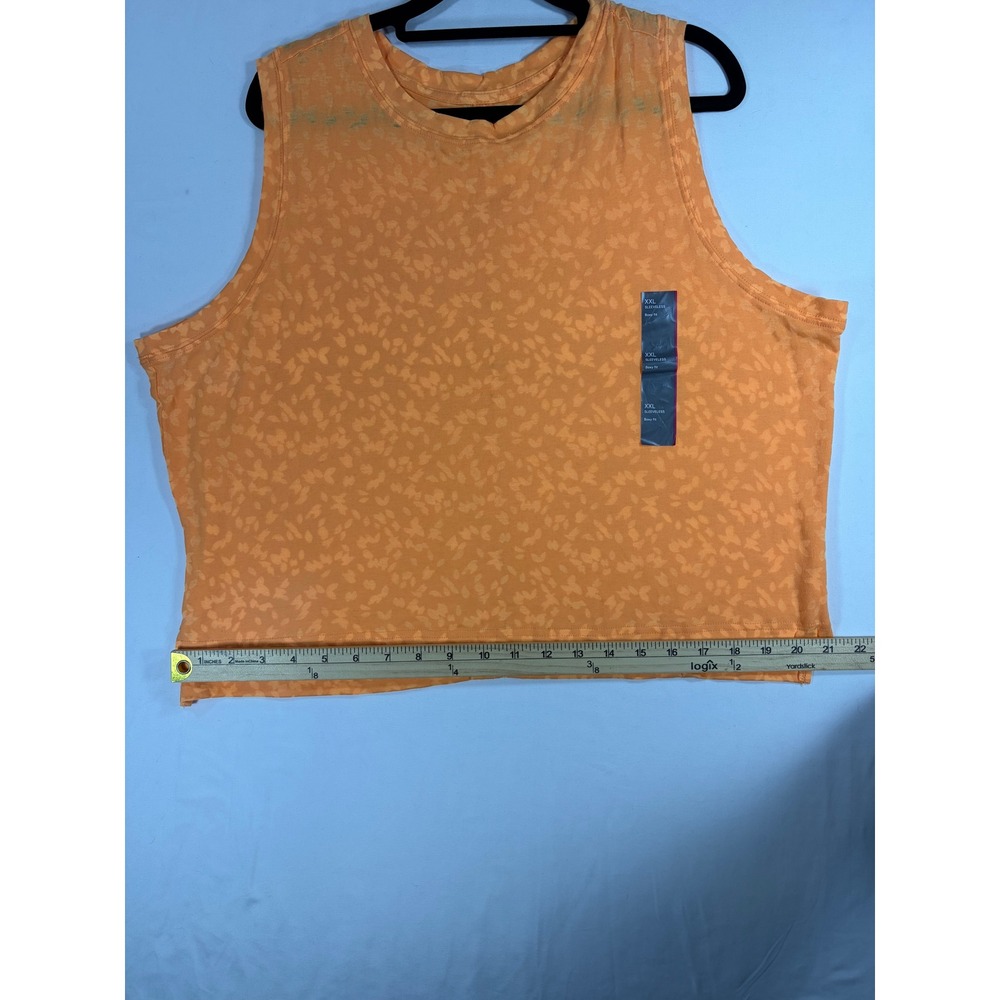 All in Motion Tank Top Women XXL Orange NEW Boxy Fit Sleeveless Floral Jacquard - Picture 4 of 6